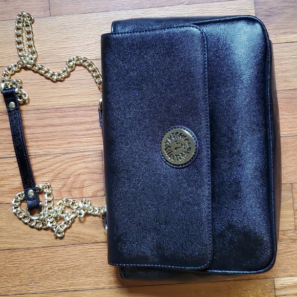 Anne klein large black shoulder crossbody bag chain‎ handle nwot - Picture 1 of 10